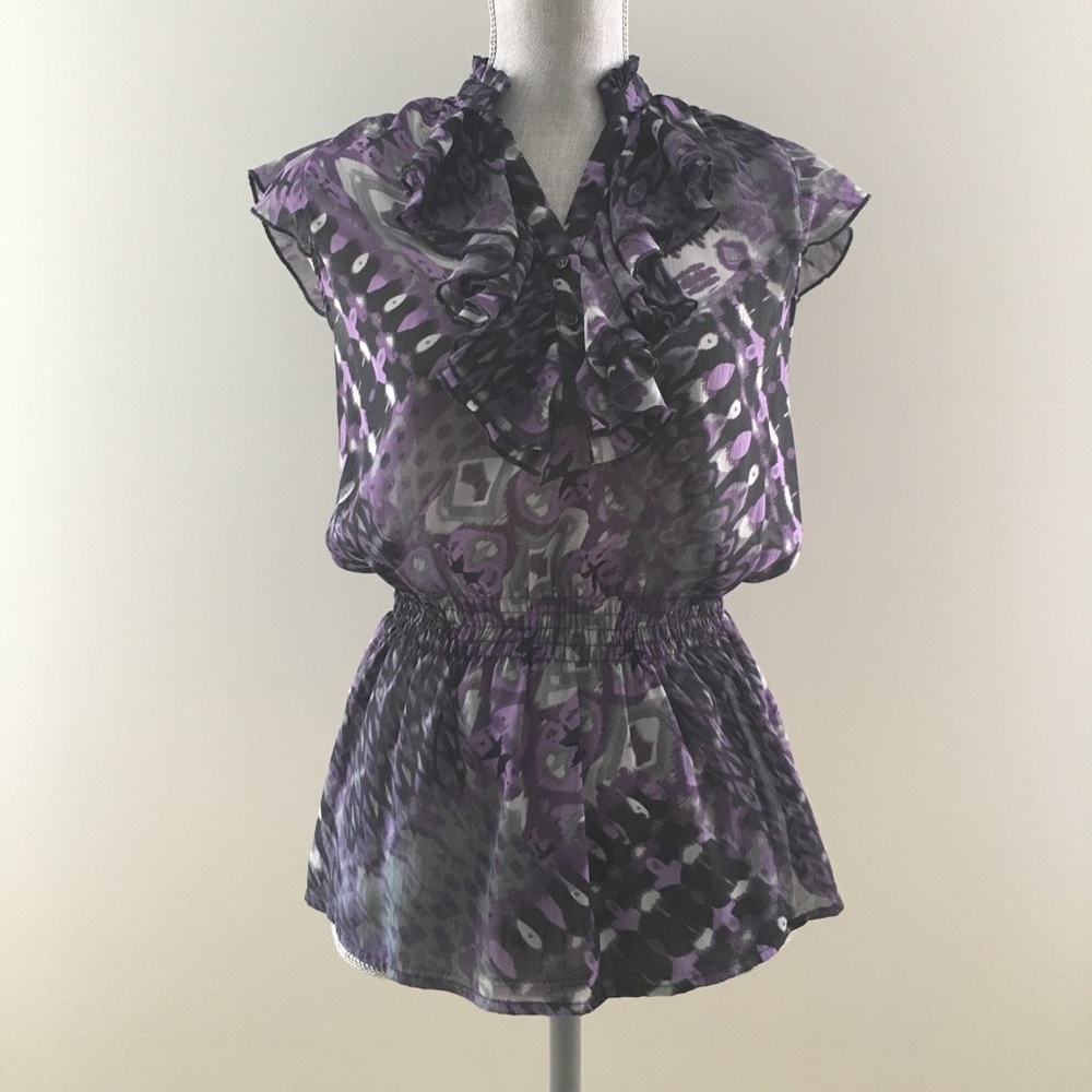 Ruffled flutter sleeve blouse